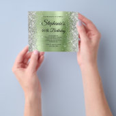 Zilveren Licht Mint Glam Monogram 40e Verjaardag Flyer (Hand)