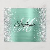 Zilveren Licht Teal Glam Monogram 40e Verjaardag Flyer (Achterkant)