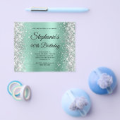 Zilveren Licht Teal Glam Monogram 40e Verjaardag Flyer (Enkel)