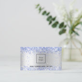 Zilveren lichtblauwe foto QR-code Visitekaartje (Staand voorkant)