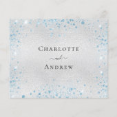 Zilveren lichtblauwe glinsterende budget bruiloft  flyer (Achterkant)