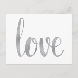Zilveren liefde briefkaarten, folie lettertype briefkaart