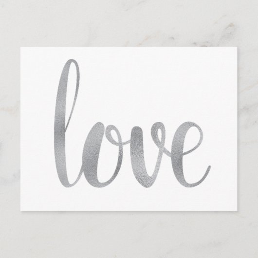 Zilveren liefde briefkaarten, folie lettertype briefkaart (Voorkant)