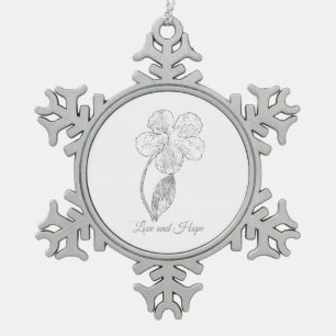 Zilveren liefde & hoop Sneeuwvlok Gespselde Kerstb Tin Sneeuwvlok Ornament