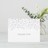 Zilveren Liefdesharten Confetti Bedankkaart (Staand voorkant)