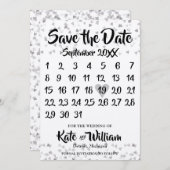 Zilveren Liefdeshartkalender Bewaar de Datum Save The Date (Voorkant / Achterkant)