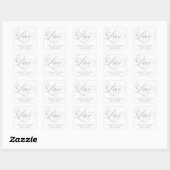 Zilveren Liefdesscript Elegant Monogram Huwelijk Vierkante Sticker (Vel)