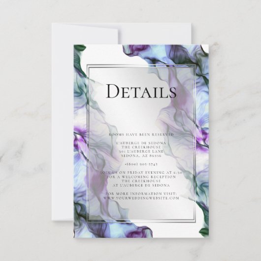 Zilveren Lijst Abstracte pruim Blauwgroen Details Kaart (Voorkant)