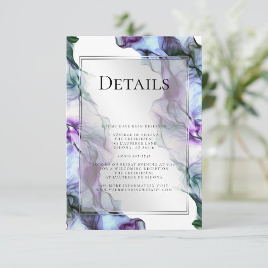 Zilveren Lijst Abstracte pruim Blauwgroen Details Kaart (Staand voorkant)