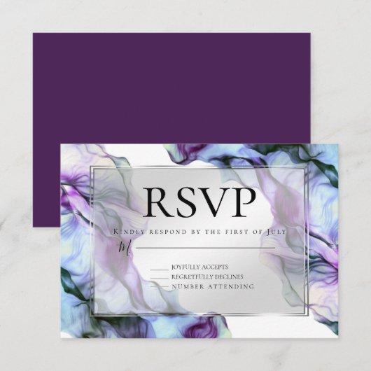 Zilveren Lijst Abstracte pruim Blauwgroen vloeiend Kaart (Voorkant / Achterkant)