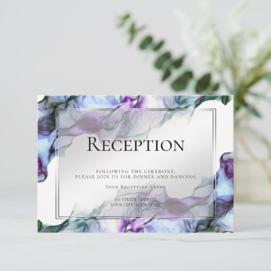 Zilveren Lijst Abstracte pruim Blauwgroen vloeiend Kaart (Staand voorkant)