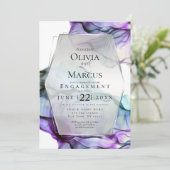 Zilveren Lijst Abstracte pruim Blauwgroen vloeiend Kaart (Staand voorkant)