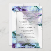 Zilveren Lijst Abstracte pruim Blauwgroen vloeiend Kaart (Voorkant)