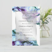 Zilveren Lijst Abstracte pruim Blauwgroen vloeiend Kaart (Staand voorkant)