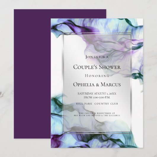 Zilveren Lijst Abstracte pruim Blauwgroen vloeiend Kaart (Voorkant / Achterkant)