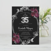 Zilveren Lijst Bourgondische Rozen Zwart 35e Verja Kaart (Staand voorkant)