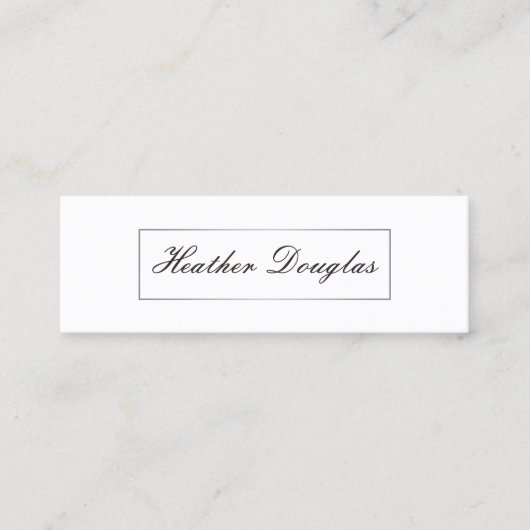 Zilveren Lijst / Cursieve Typografie Mini Visitekaartje (Voorkant)