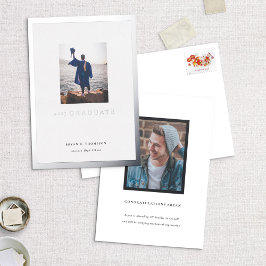Zilveren lijst foto afstudeerkaart folie uitnodiging