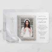 Zilveren lijst foto religieuze uitnodiging (Voorkant / Achterkant)