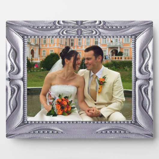 Zilveren lijst met fancy kader Plaque om foto toe  Fotoplaat (Voorkant)