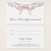 zilveren lijst roze boog afspraak kaart (Voorkant /achterkant)