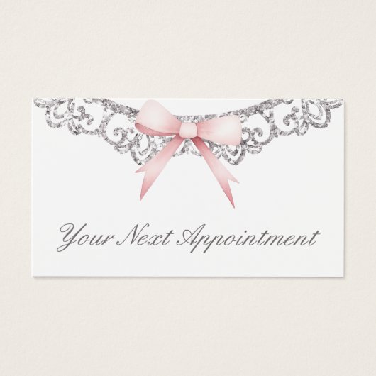 zilveren lijst roze boog afspraak kaart (Voorkant)