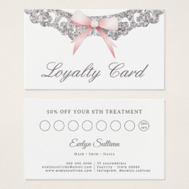  zilveren lijst roze strik loyaliteitskaart visitekaartje