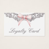  zilveren lijst roze strik loyaliteitskaart visitekaartje (Voorkant)