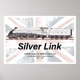 Zilveren Link LNER Klasse A4 Locomotief profiel vl Poster