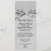 Zilveren lint Elegant Damask Bruiloft Menu (Voorkant)