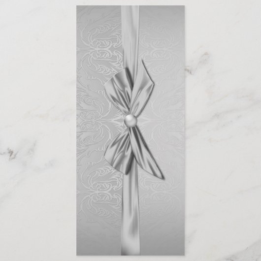 Zilveren lint Elegant Damask Bruiloft Menu (Achterkant)