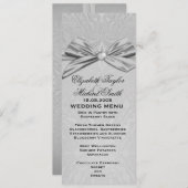 Zilveren lint Elegant Damask Bruiloft Menu (Voorkant / Achterkant)