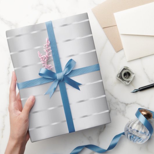 Zilveren linten strik bruidsdouche cadeaupapier (Geschenken)