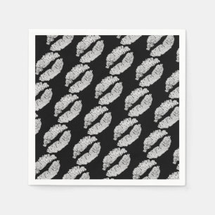 Zilveren Lippen Kussen Schoonheidsmake-up Verjaard Servet