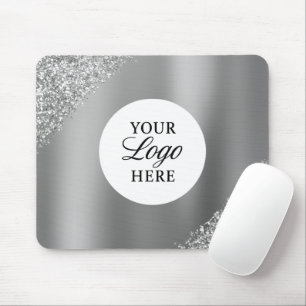 Zilveren Logo Zakelijk Professioneel Glitter Muismat