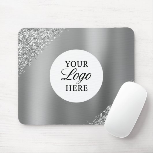 Zilveren Logo Zakelijk Professioneel Glitter Muismat (Met muis)