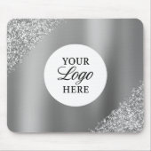Zilveren Logo Zakelijk Professioneel Glitter Muismat (Voorkant)