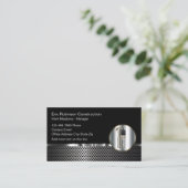 Zilveren look constructie glanzend constructie visitekaartje (Staand voorkant)