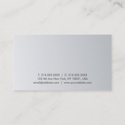 Zilveren look verfijnd strak design trendy visitekaartje (Achterkant)