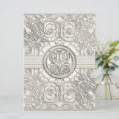 Zilveren look wervelen hart elegante bruiloft uitn kaart (Staand voorkant)