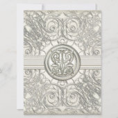 Zilveren look wervelen hart elegante bruiloft uitn kaart (Voorkant)