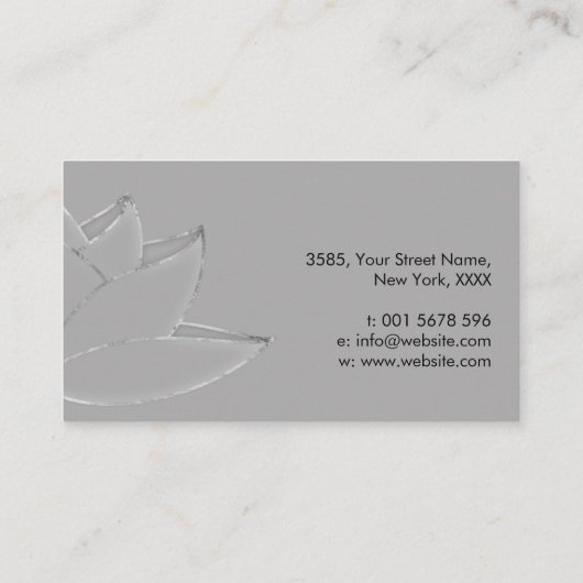 Zilveren Lotus Flower Line art Visitekaartje (Achterkant)