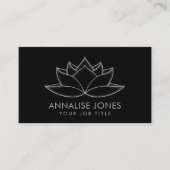Zilveren Lotus Flower Line art Visitekaartje (Voorkant)
