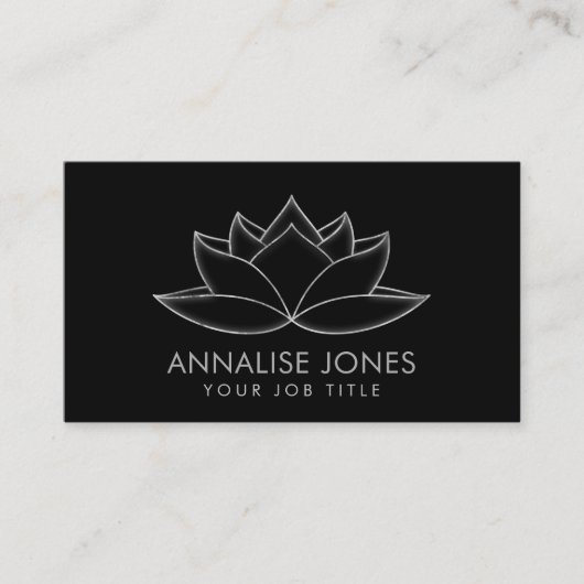 Zilveren Lotus Flower Line art Visitekaartje (Voorkant)