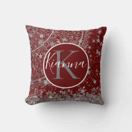 Zilveren Lotus Mandala met Zilveren Sterren op Roo Kussen