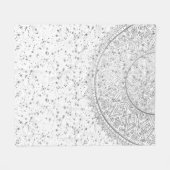 Zilveren Lotus Mandala met Zilveren Sterren op Wit Fleece Deken (Voorkant (Horizontaal))