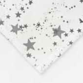 Zilveren Lotus Mandala met Zilveren Sterren op Wit Fleece Deken (Hoek)