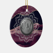 Zilveren Lotus OM Mandala Lavendel Marmer Keramisch Ornament (Rechts)