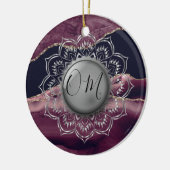 Zilveren Lotus OM Mandala Lavendel Marmer Keramisch Ornament (Links)