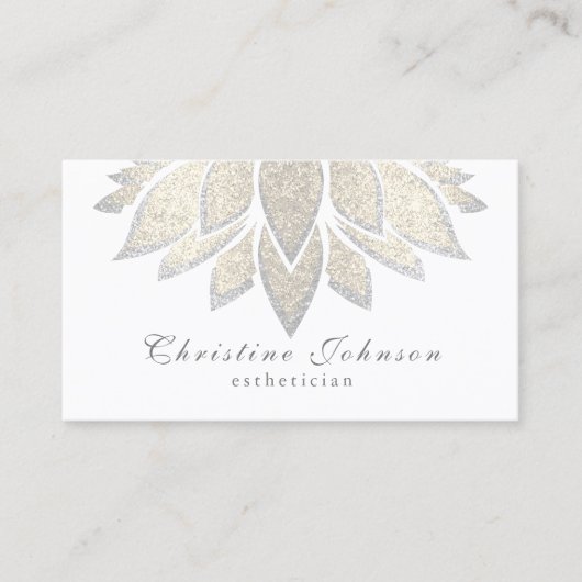 Zilveren lotusbloem esthetische huidverzorging visitekaartje (Voorkant)